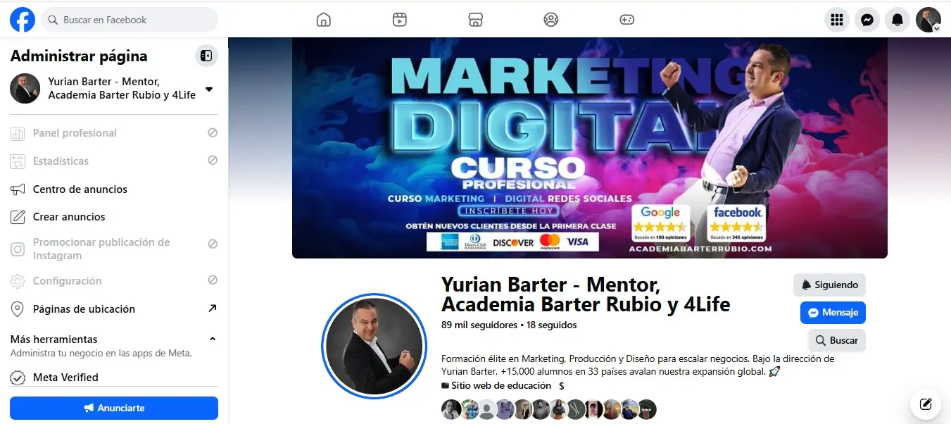 Facebook optimized fan page example with professional structure and branding